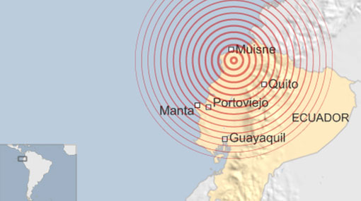 Ecuador earthquake of 7.8 magnitude kills dozens