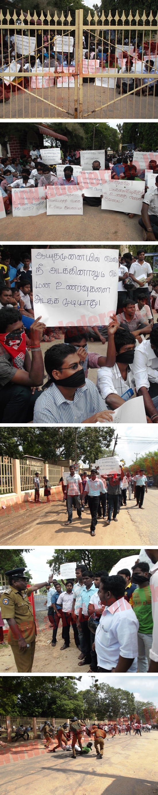 Jaffna university students protest against security officials threat