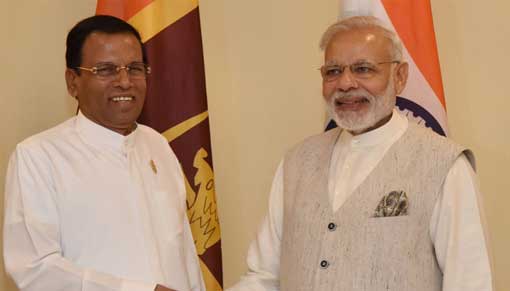 Indian PM Narendra Modi meets President Maithripala Sirisena