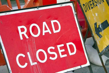 High Level Road blocked by fallen trees