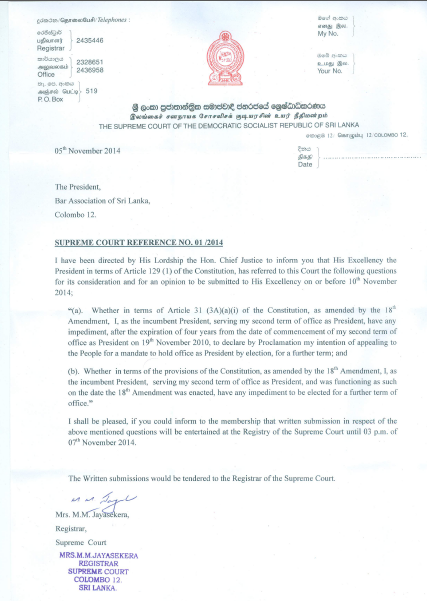 SC seeks Bar Association opinion on Presidential third term