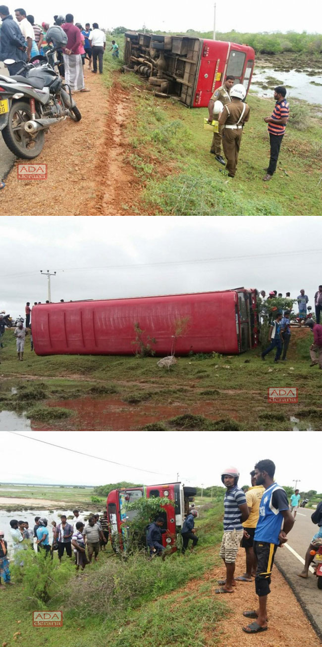 Bus topples in Mullaitivu 
