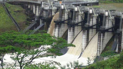  Three spill gates of upper Kotmale dam opened 