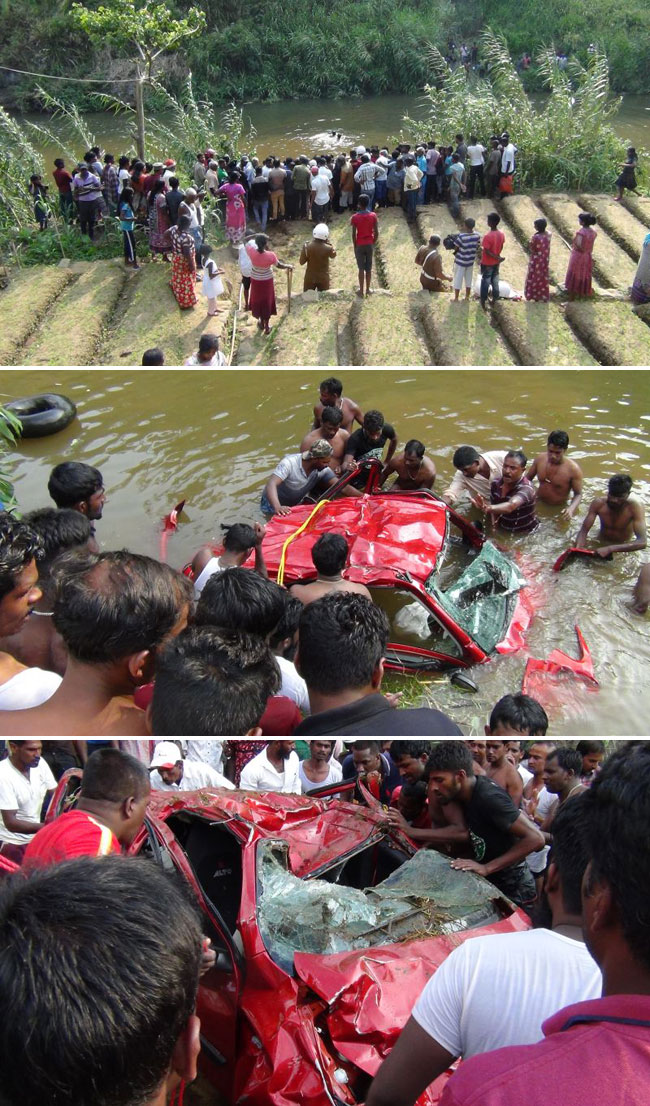 Car topples into Kotmale reservoir; one body recovered