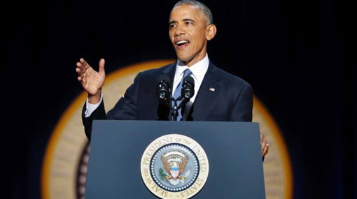 Obama speech: Democracy needs you, says outgoing president