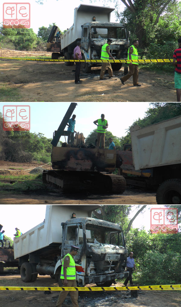 Construction vehicles torched...