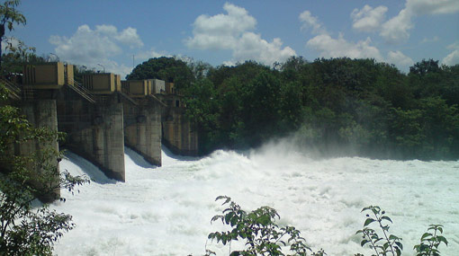 Spill gate of Udawalawa reservoir opened