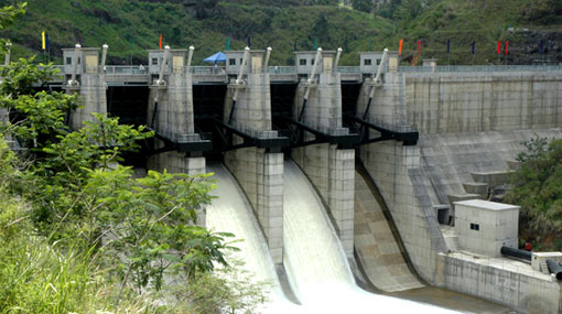 Spill gate of Kotmale reservoir opened