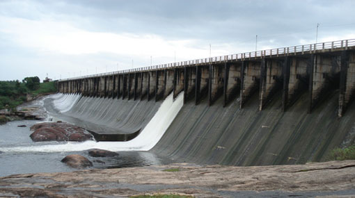 Two spill gates of Rajanganaya Reservoir opened