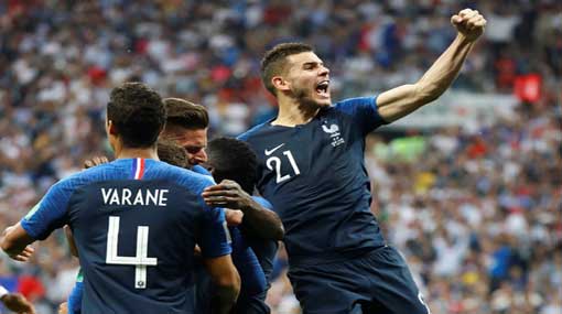  France leads 2-1 at half time of FIFA World Cup 2018