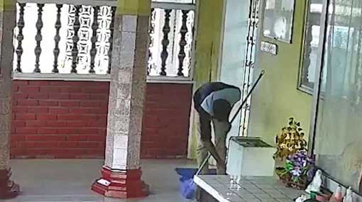 Person stealing from temple donation box caught on CCTV