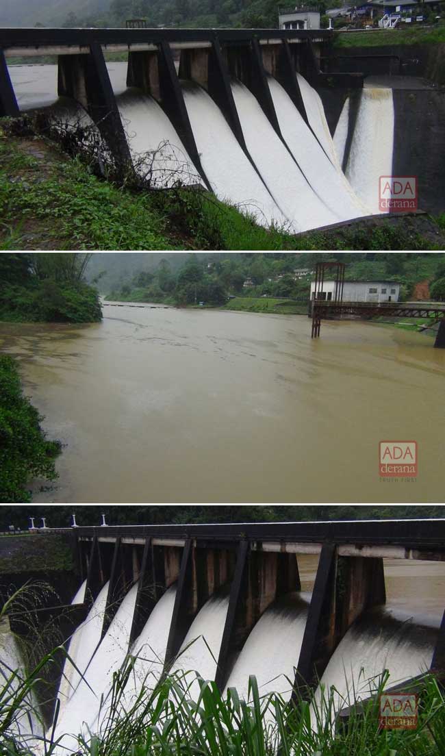 Wimalasurendra reservoir spills over due to heavy rain