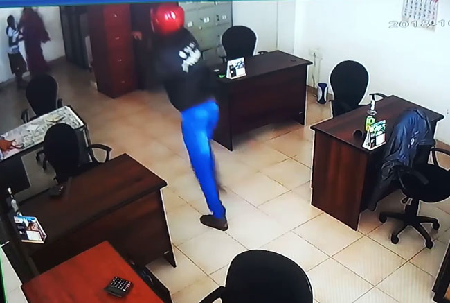 Hambantota armed bank robbery caught on CCTV camera