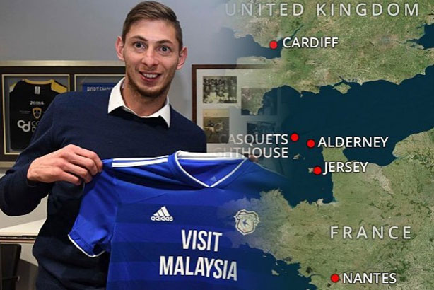 Footballer Emiliano Sala confirmed on board missing plane which disappeared over English Channel