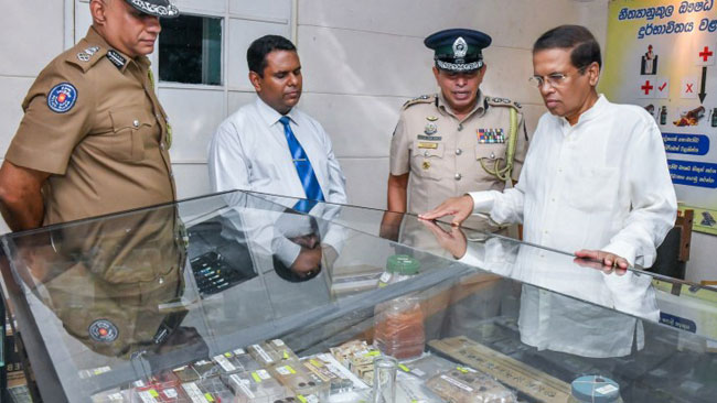 President visits PNB to inspect Lankas  largest ever heroin haul 