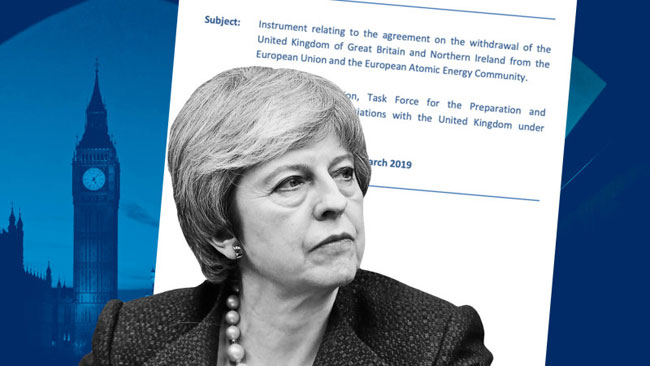 UK parliament blocks Mays Brexit deal for second time