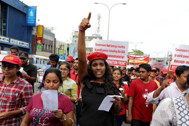 JVP protests against government...