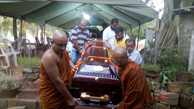 Final rites of Nayaru Temple Chief Prelate to be performed at beach