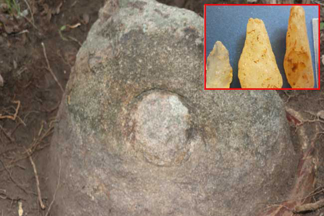 Stone weapons used by prehistoric man found from Mankulam