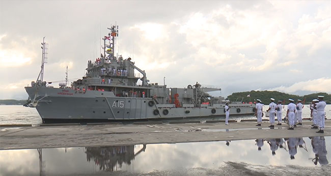 INS Nireekshak arrives at Trincomalee harbour