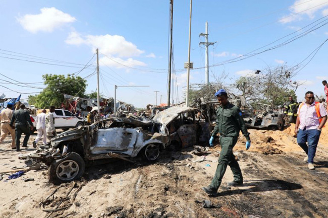 Somalia truck bomb kills at least 61 people, officials say