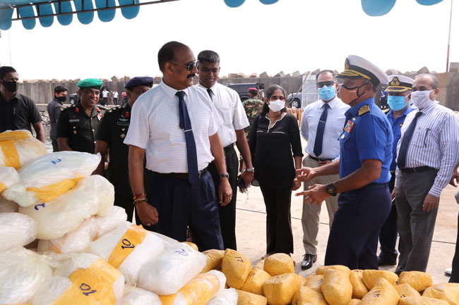 Largest drug haul seized in high seas brought to Dikkowita harbour