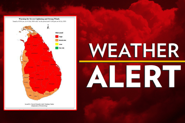 Warning issued for severe lightning and strong winds