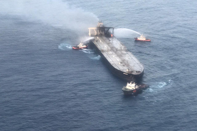 Blaze engulfing oil tanker brought under control - Navy