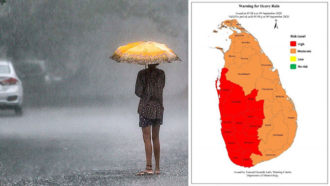 Heavy rainfall to continue in high risk districts - Met. Dept.