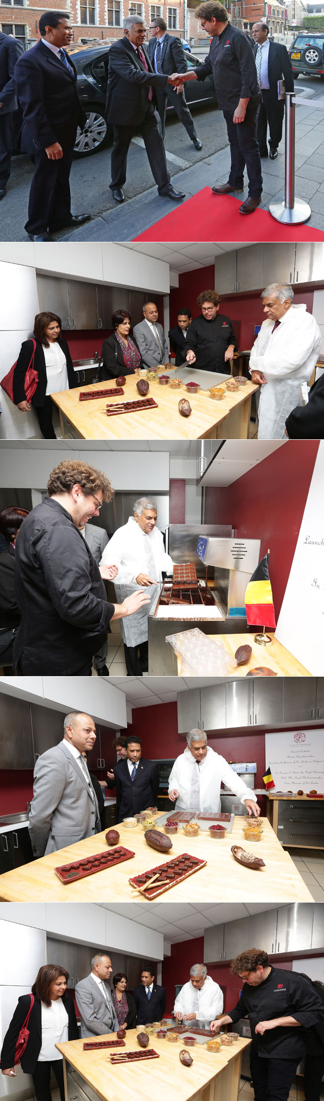 PM tries out Belgian chocolate...