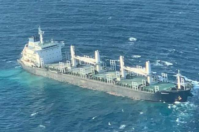 Cargo ship distressed near Little Basses Reef