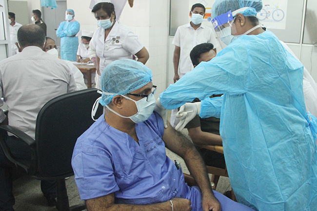 No allergic reactions reported during vaccinations  Dr Ananda Wijewickrama
