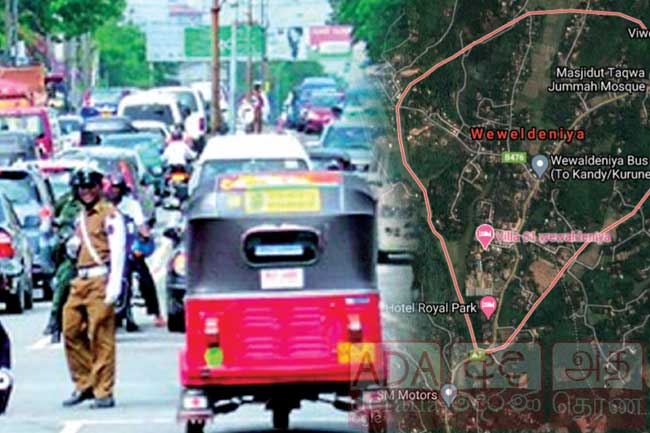 Traffic on Colombo-Kandy road due to accident at Weweldeniya