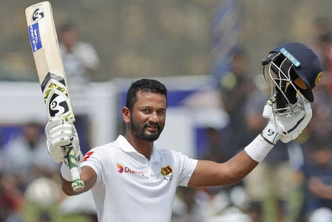 Dimuth Karunaratne hits ton to put Sri Lanka on top
