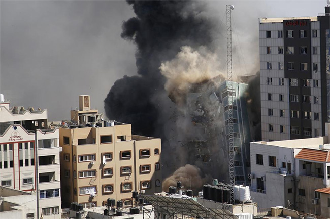 Israel strike in Gaza destroys building housing foreign media