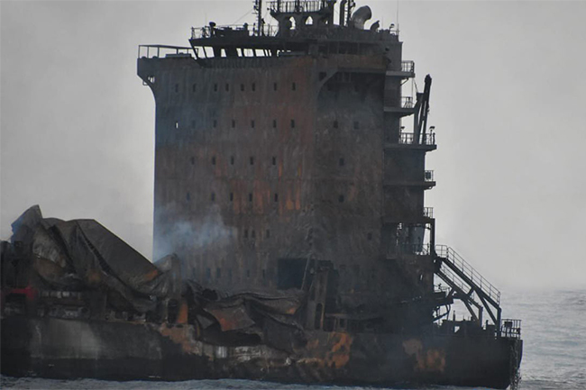 Fire-stricken MV X-Press Pearl being towed into deeper seas