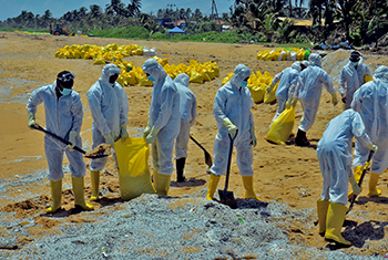 Beach clean-up operations continue after cargo ship fire…