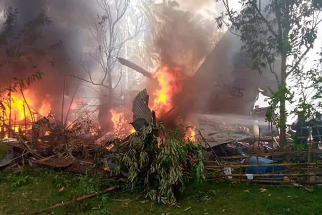 At least 45 dead after military plane crashes in Philippines