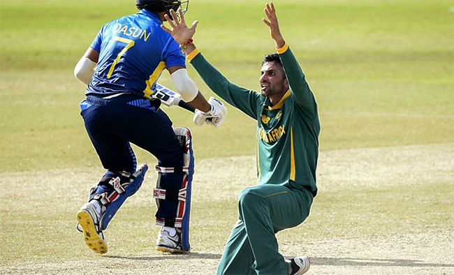 Maharaj picks three as South Africa limit Sri Lanka to 203
