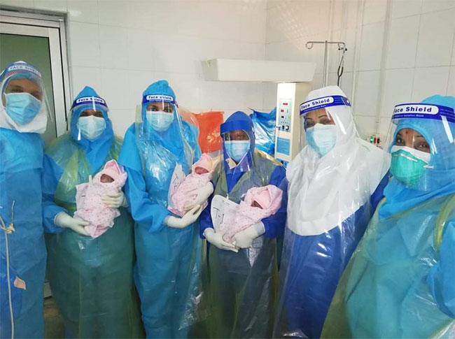COVID-19 positive mother gives birth to healthy triplets