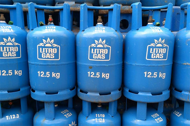 Composition of Litro LP gas printed on cylinders from today