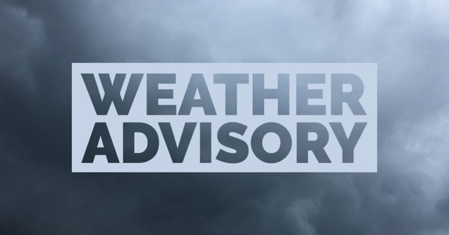 Weather advisory issued for heavy rain