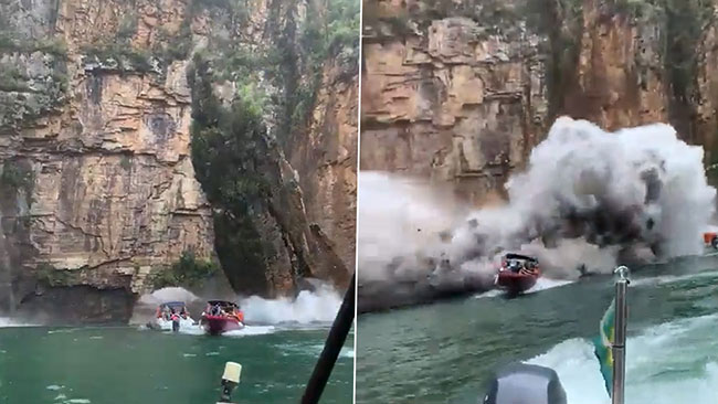 At least seven people dead after cliff collapses on tourist boats in Brazil