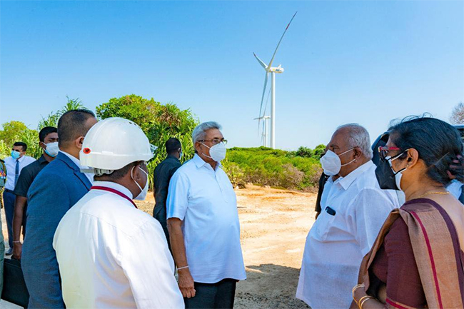 President inspects operations at Thambapavani Wind Power Station