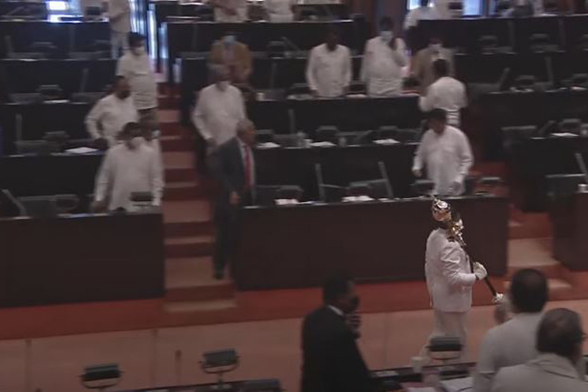 Parliament adjourned; party leaders meeting gets underway