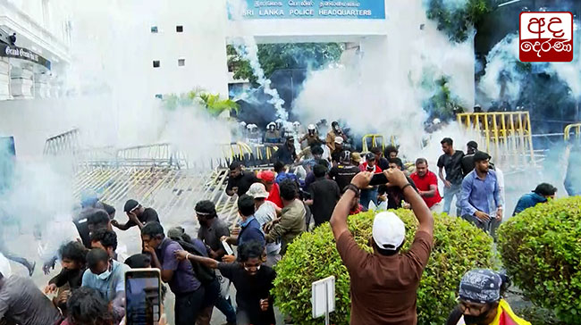 Protesters marching towards Police HQ tear-gassed
