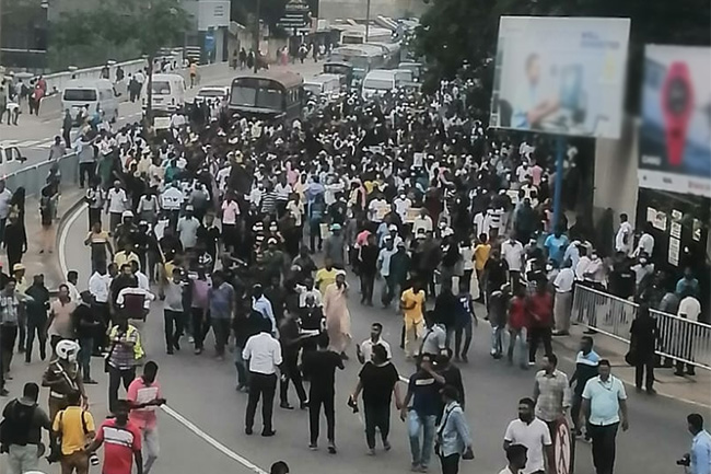 Traffic congestion in Colombo Fort due to protest