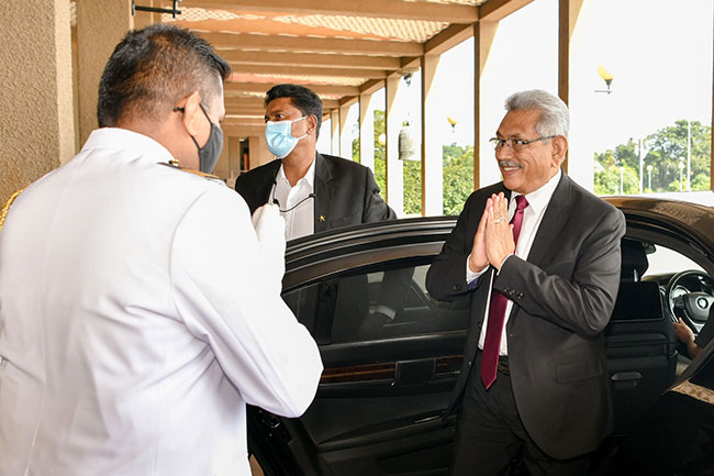 President Rajapaksa arrives in Parliament