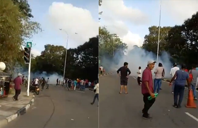 Tear gas fired at protesters near parliament entry road