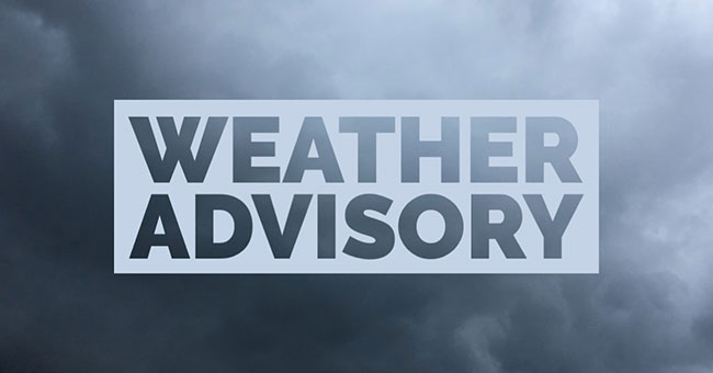 Weather advisory for heavy rain and strong winds
